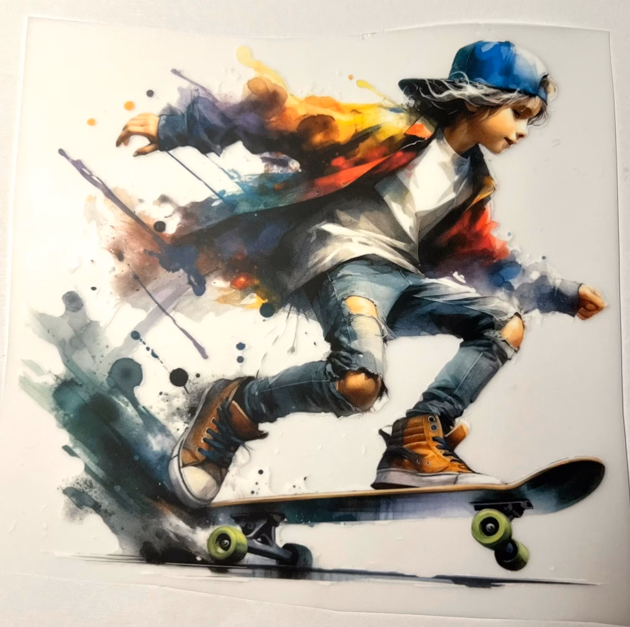 SM kul gutt i blå caps på skateboard