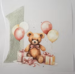 SM 1 år bamse og ballonger