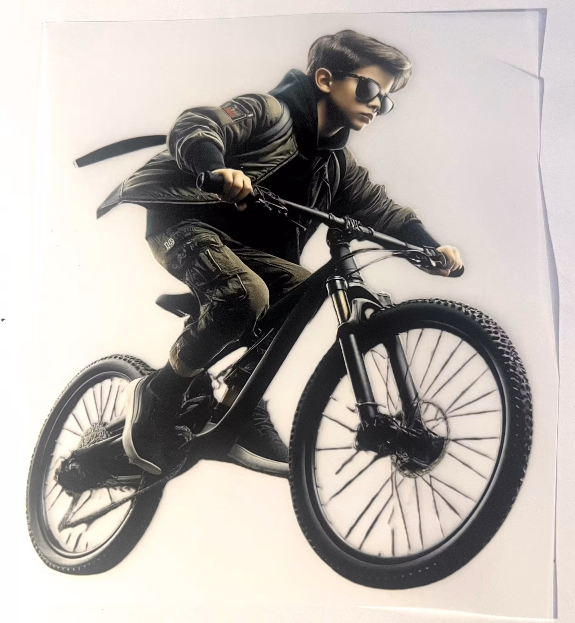 DTF tøff gutt på sykkel stor