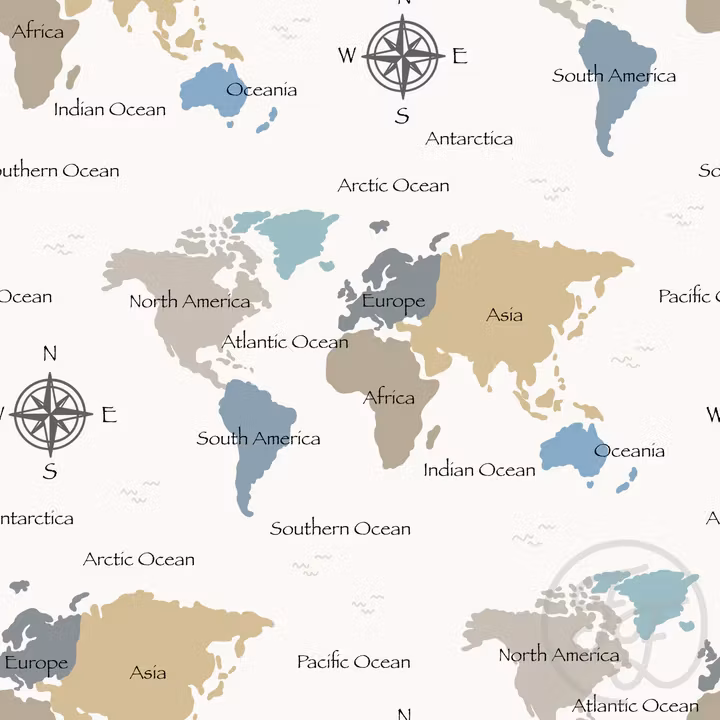 OD- World Map Cold Offwhite