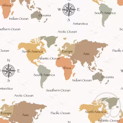 OD- World Map Warm Offwhite