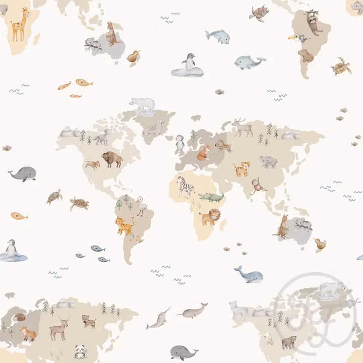 OD- Animals Map Offwhite