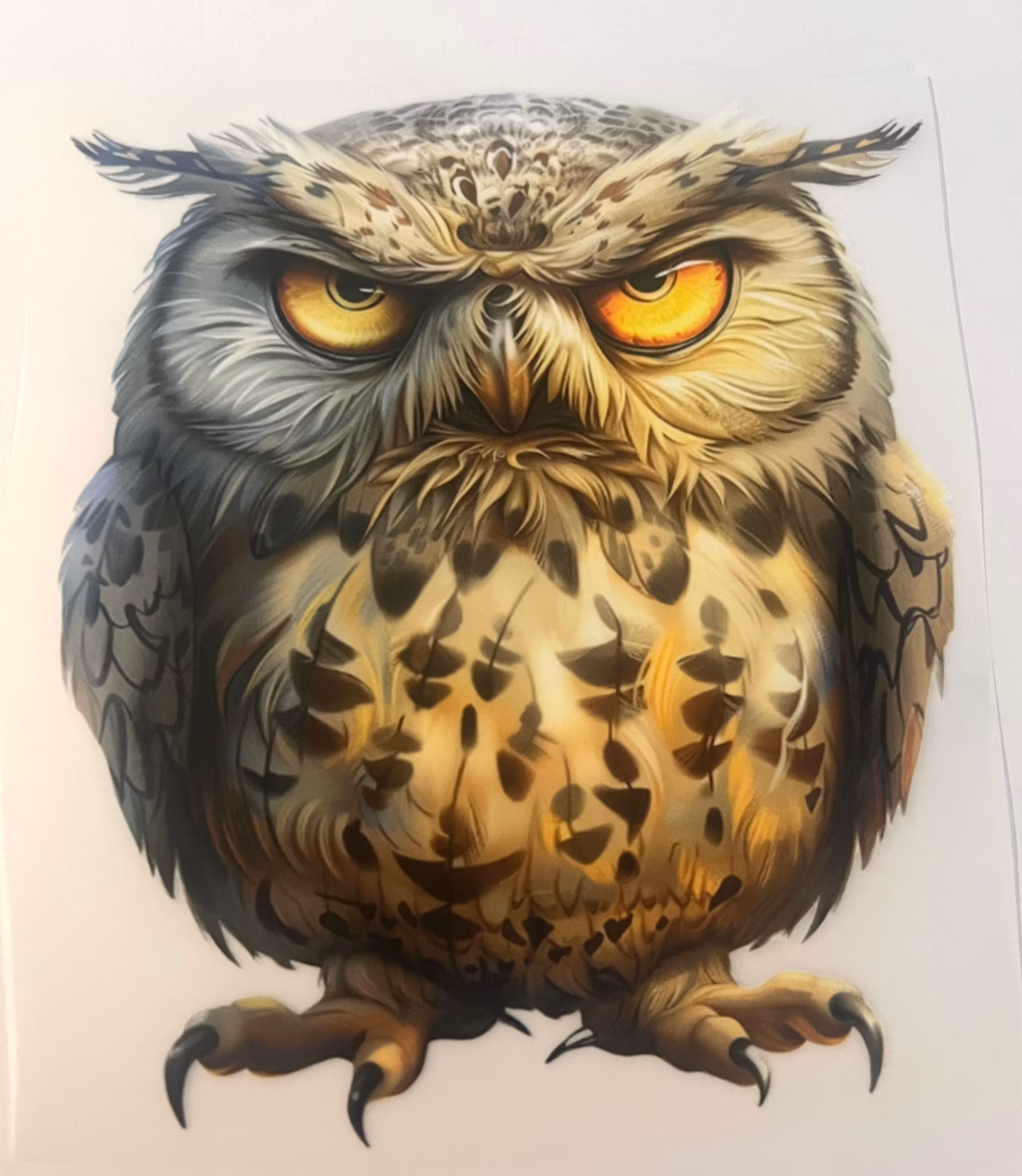 Grumpy ugle brun DTF