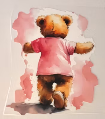 Bamse med rosa bakfra DTF