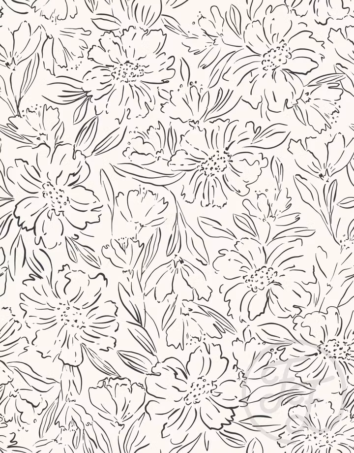 OD- Fallen Blooms Outline Cream White