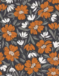 OD- Fallen Blooms Charcoal Grey Orange