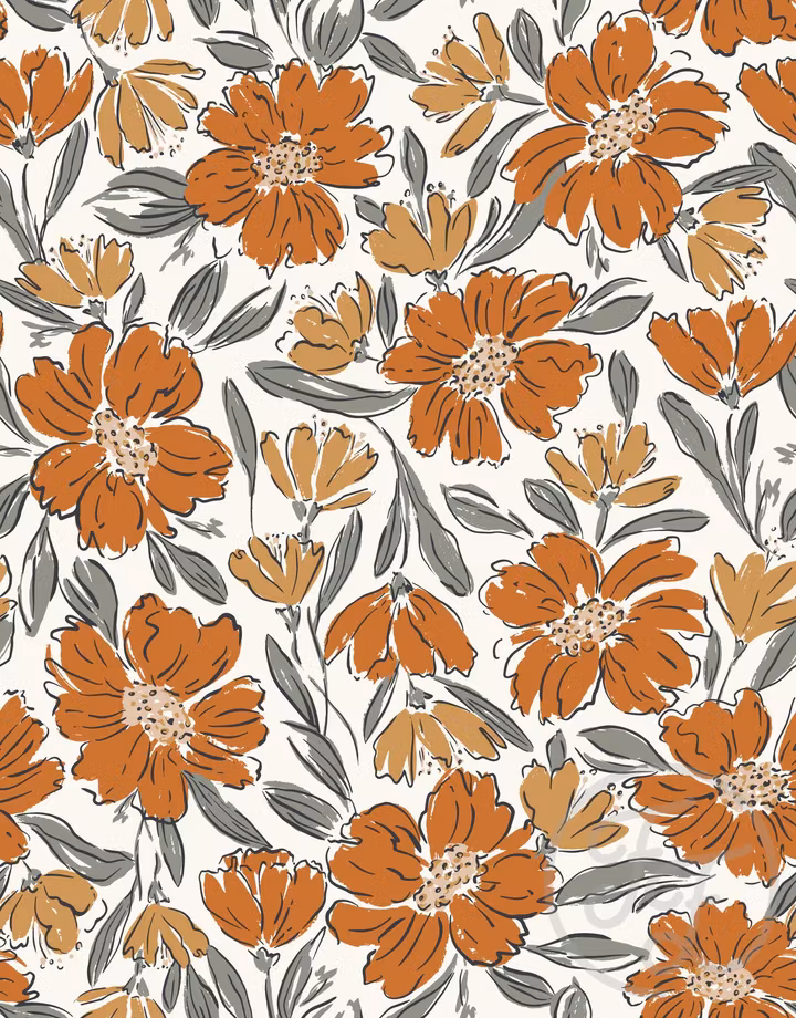 OD- Fallen Blooms Cream Orange