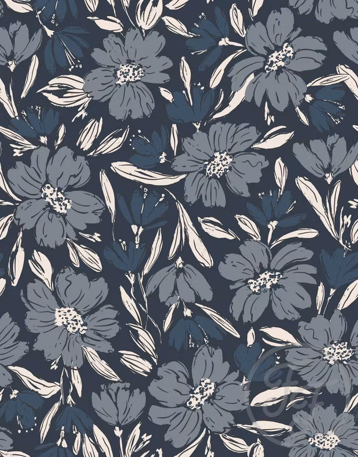 OD- Fallen Blooms Navy Aluminium Blue