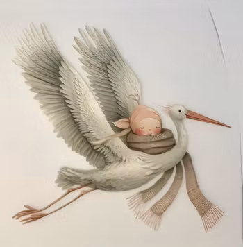 Stork med baby nr 2 DTF