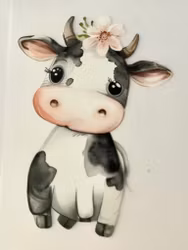 DTF søt ku svart og hvit