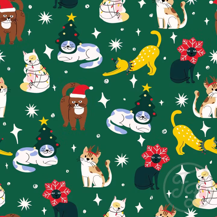 OD- Meowy Christmas in Green Pea
