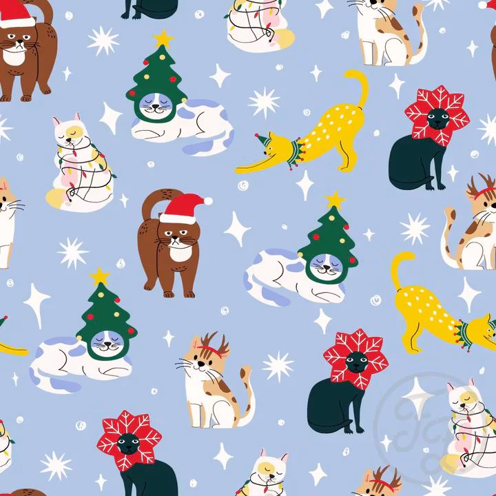 OD- Meowy Christmas in Cloudy Blue