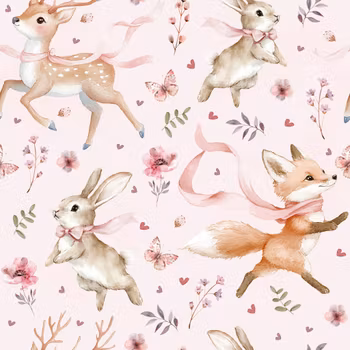 Rosa skogsdyr ribbjersey