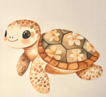 DTF skilpadde med blomster på skjold