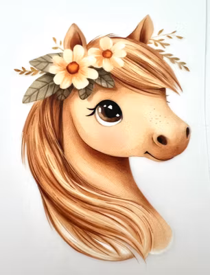 DTF hestehode med blomster