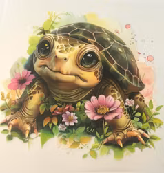 DTF skilpadde i blomstereng