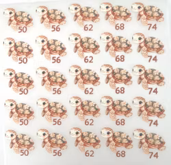 Størrelsesmerker skilpadde 50-74