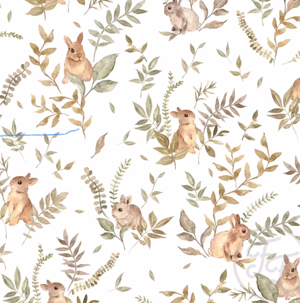 Uregelmessig ribb Bunny botanical white