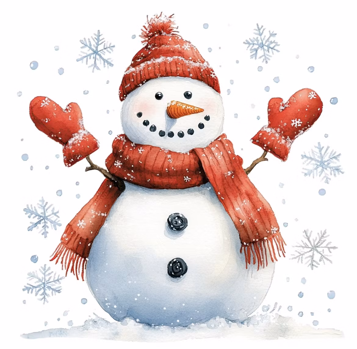 DTF snømann med rød lue