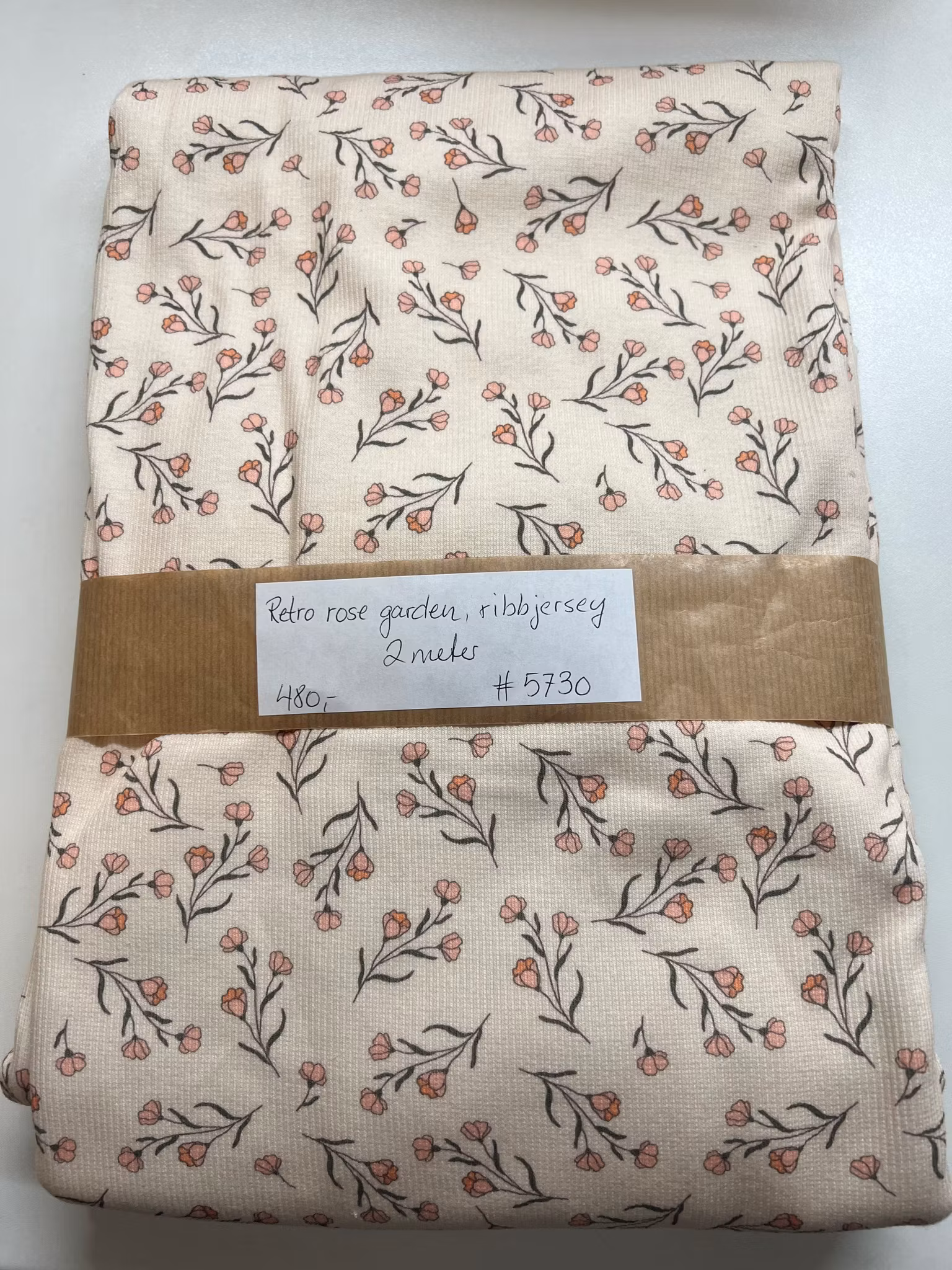 Retro rose garden ribbjersey 2 meter