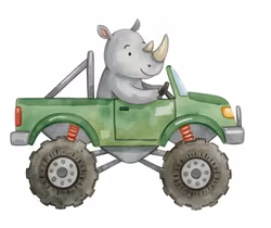 DTF neshorn i grønn bil