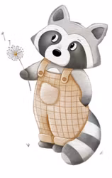 DTF vaskebjørn med løvetann