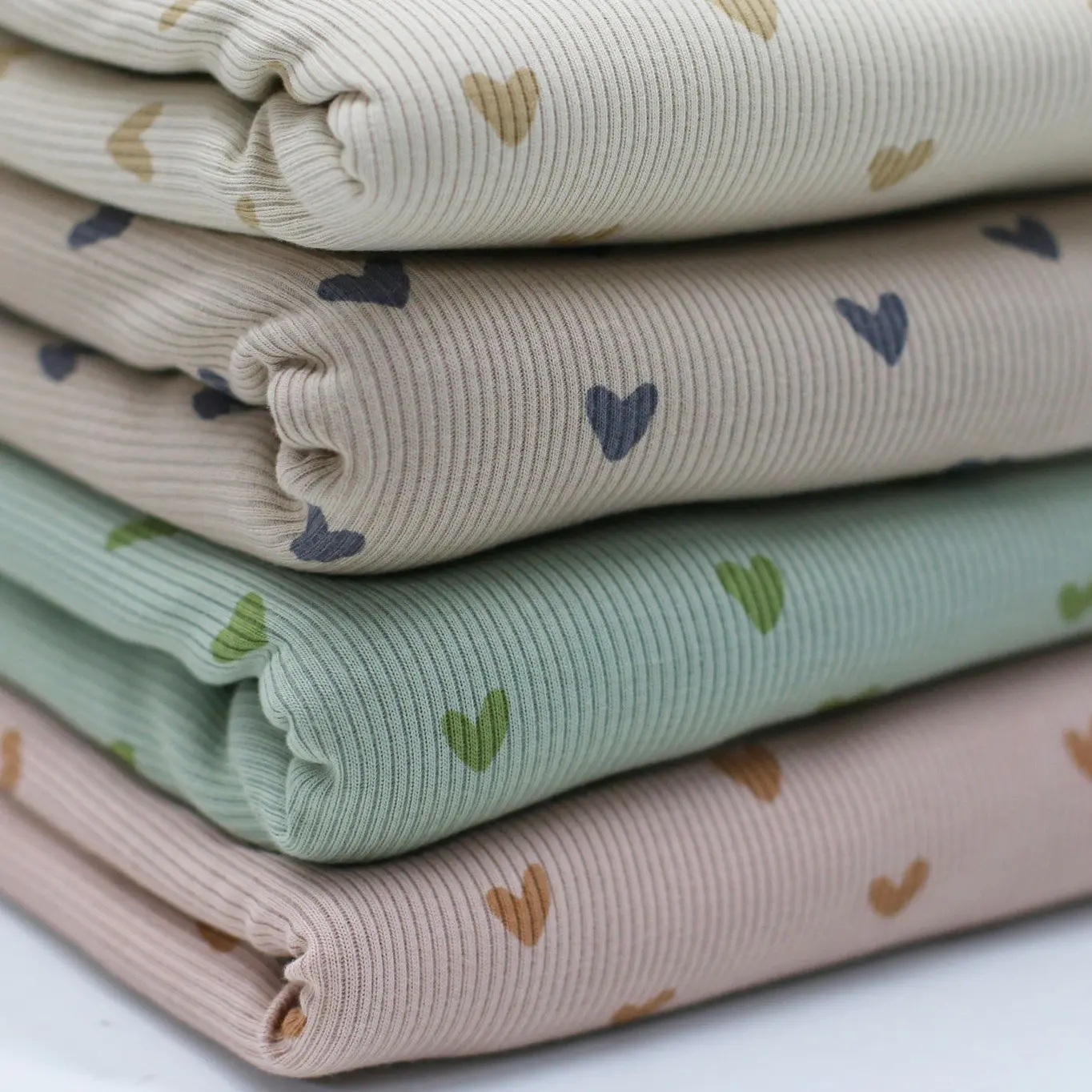 Rib Knit Jersey Hjärtan Nude Pink