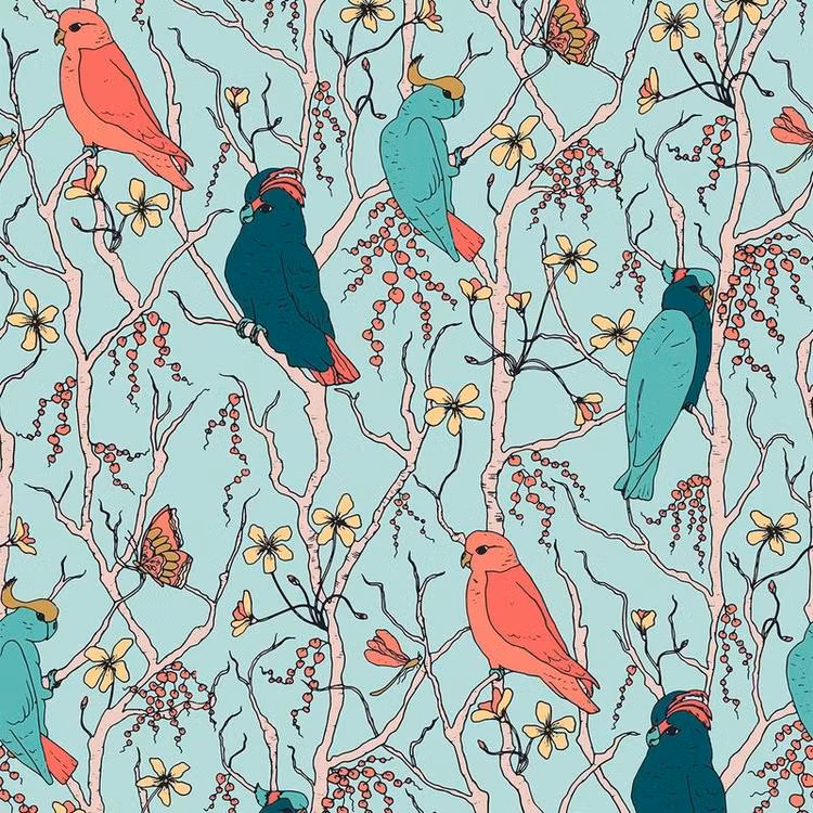 Quilters Cotton Cockatoos Jungle Green