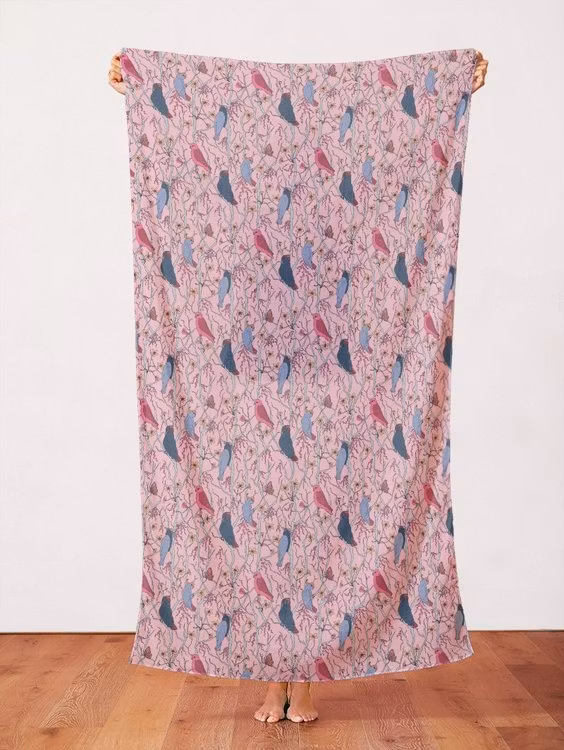 Quilters Cotton Cockatoos Cool Berry