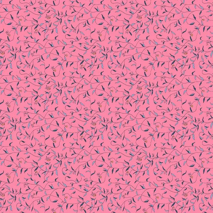 Quilters Cotton Wispy Vines Cool Berry