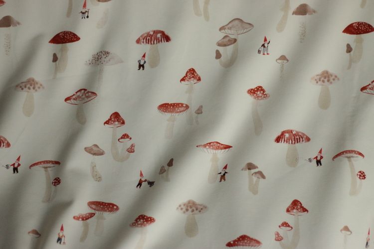 Family Fabrics Jersey Mushrooms and Gnomes