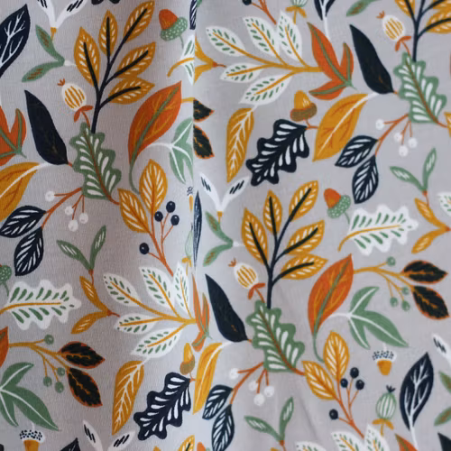 French Terry Autumn Leaves Grey