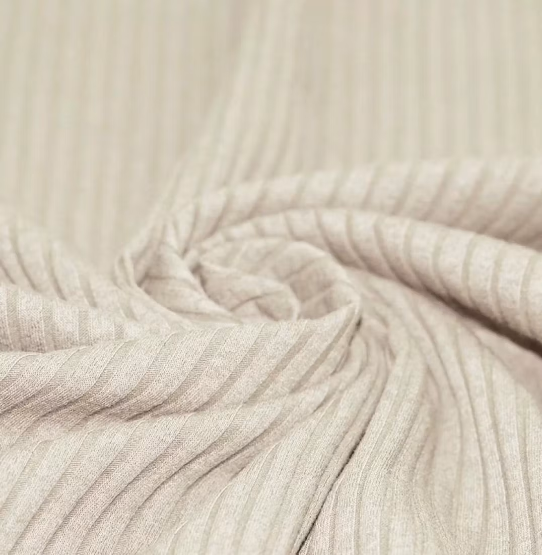 Wide Drop Needle Rib Natural Beige
