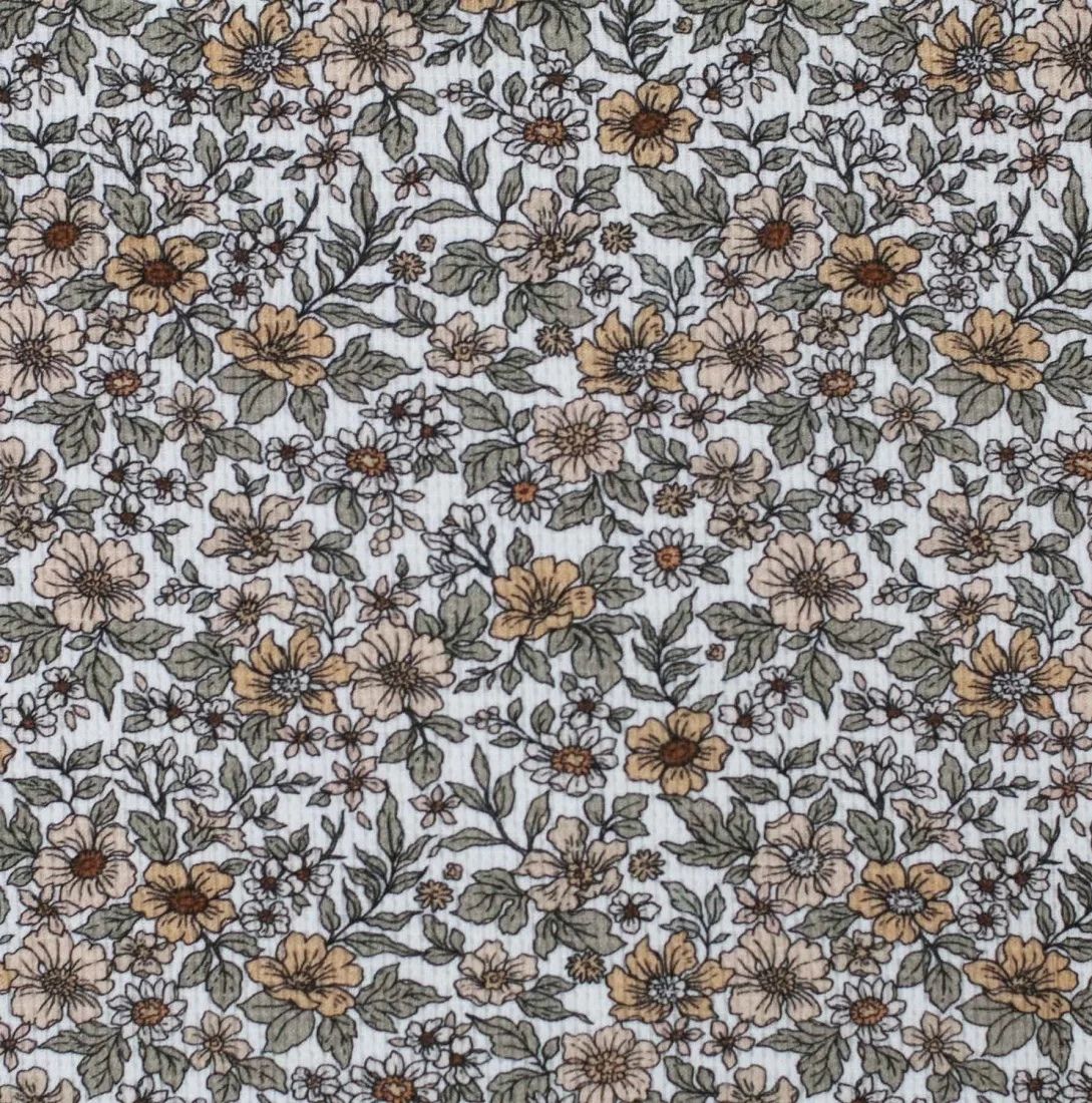 Våffeljersey Vintage Floral Peach