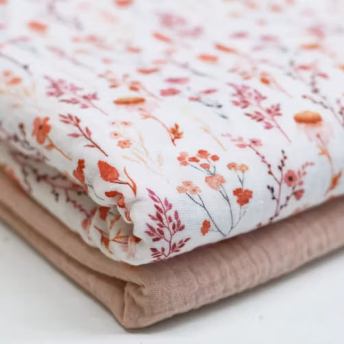 Mönstrad Muslin Spring Flower