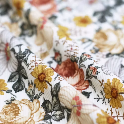 Rib Knit Jersey English Garden Ecru
