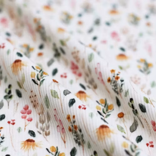 Rib Knit Jersey Natural Spring Flower