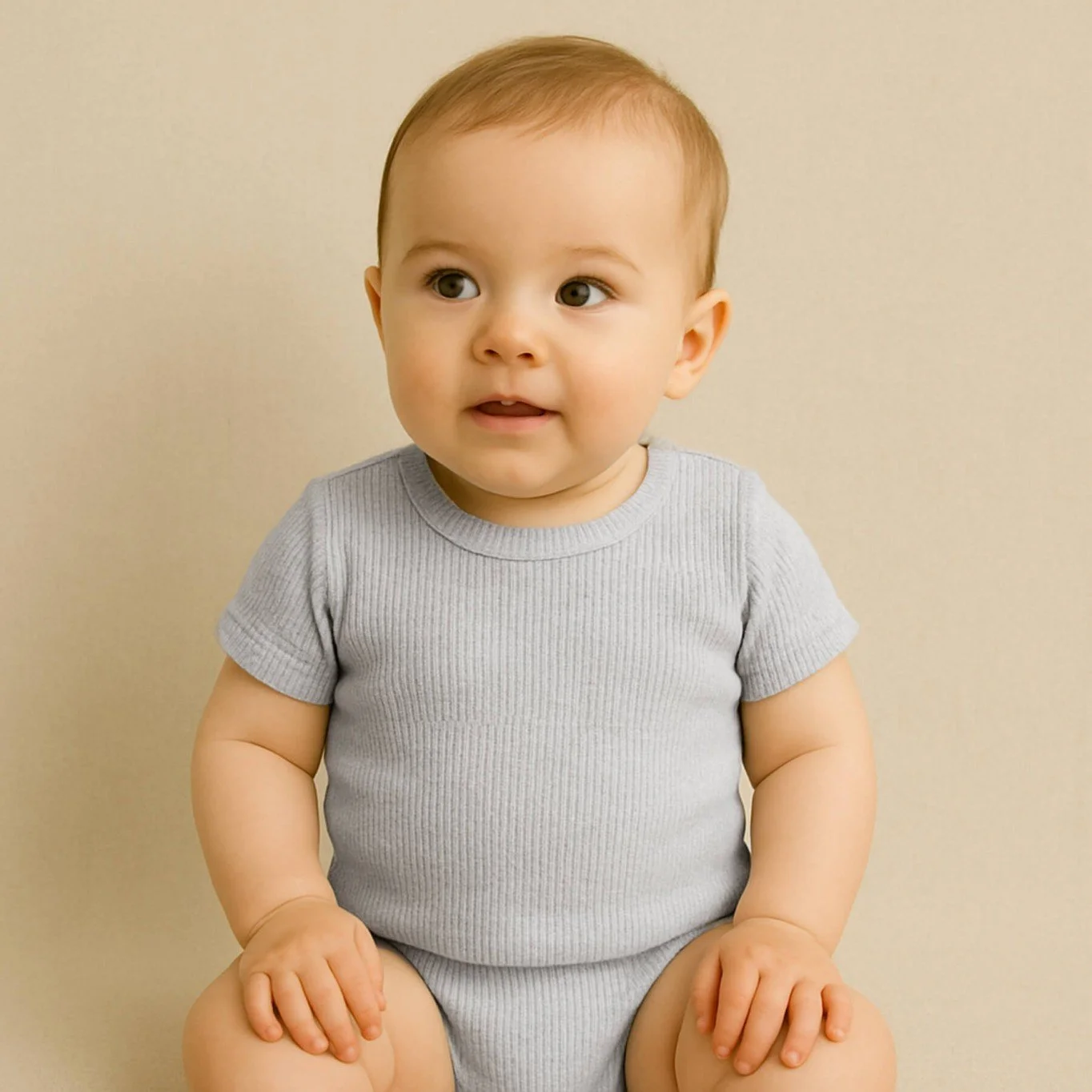 Rib Knit Jersey Light Grey Melange