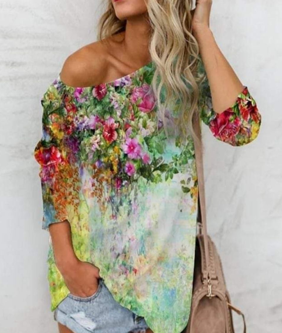 Blommor Sommar Äng Single Jersey viscos 75cm
