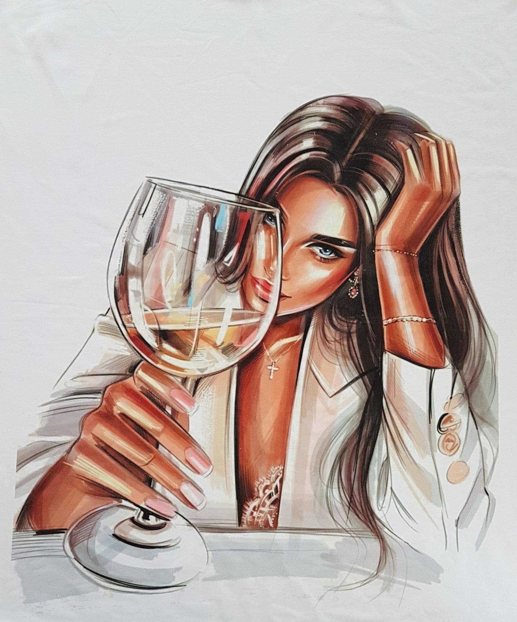 Panel Tjej med glas