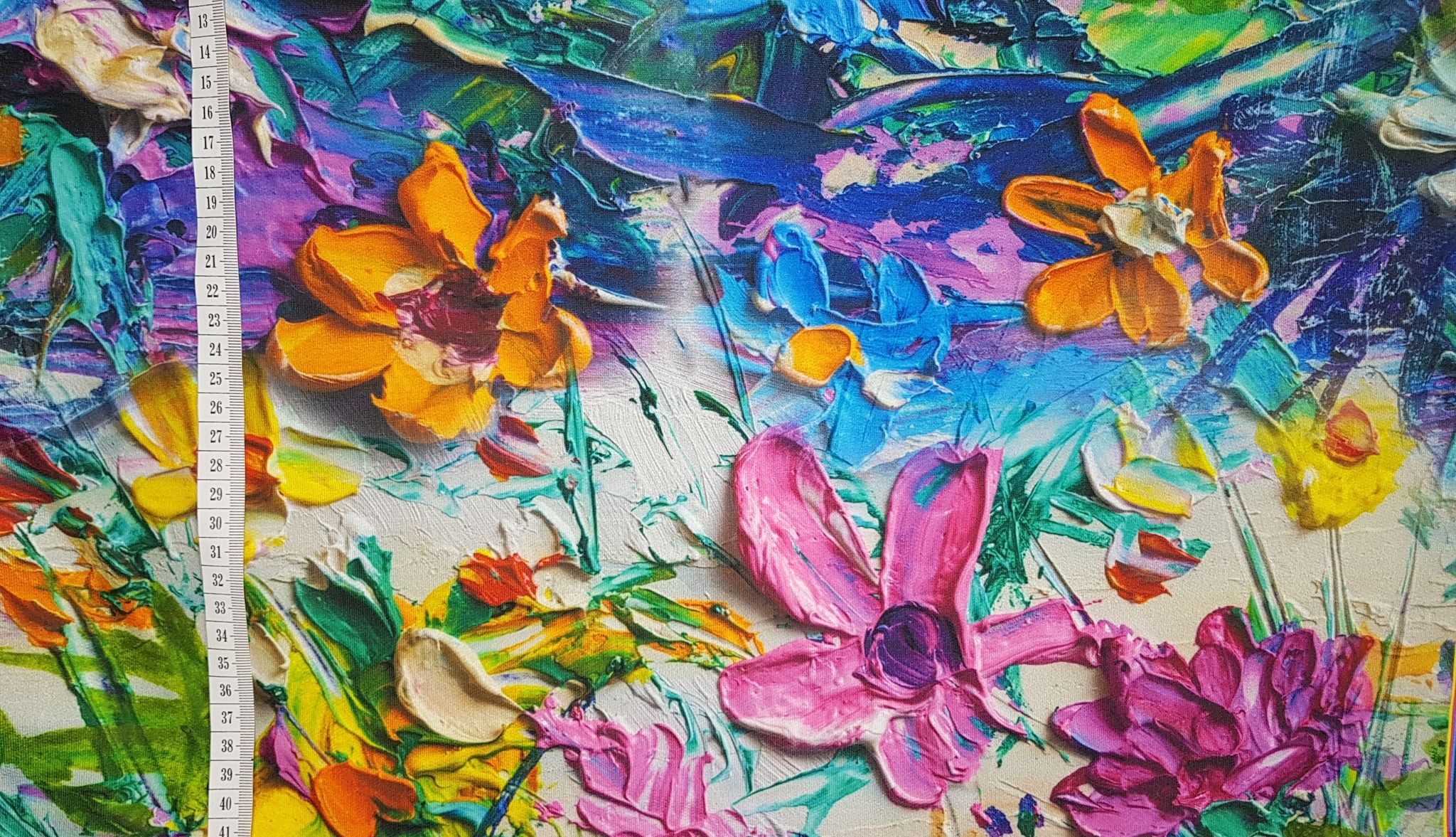 Blommor French Terry 85cm