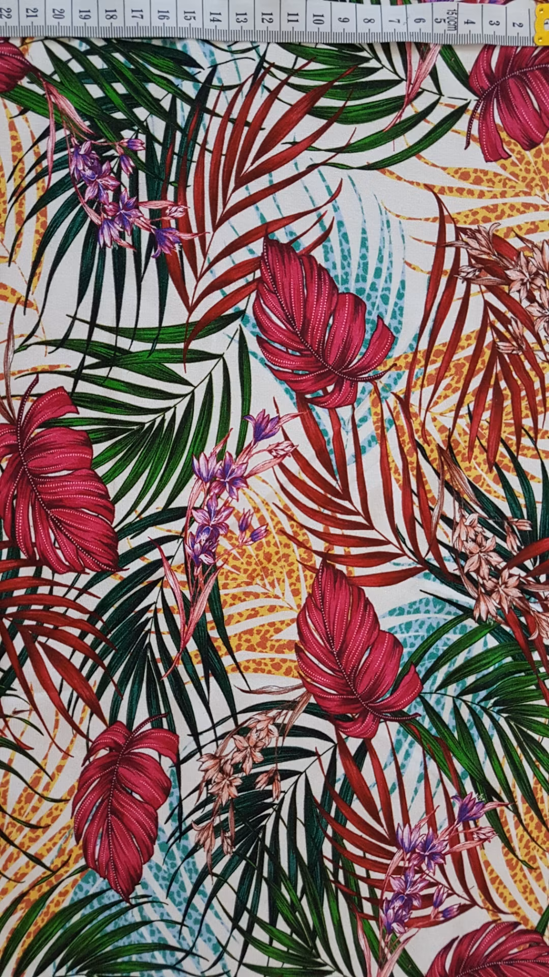 Blommor Blad Tropiska Jersey Viscose