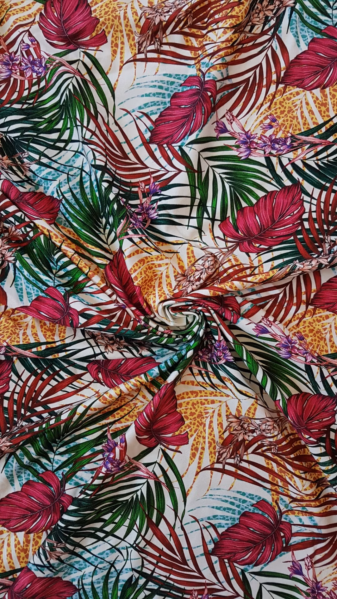 Blommor Blad Tropiska Jersey Viscose