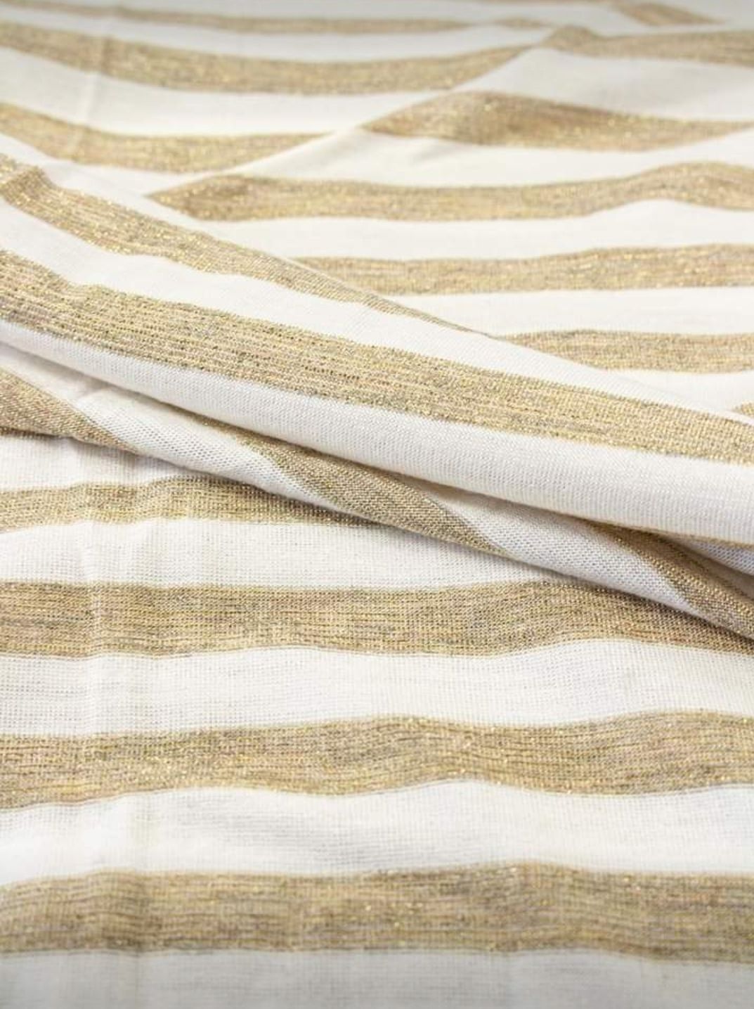 Randig Guld och Vitt, Glittrig Single Jersey Viscose OUTLET