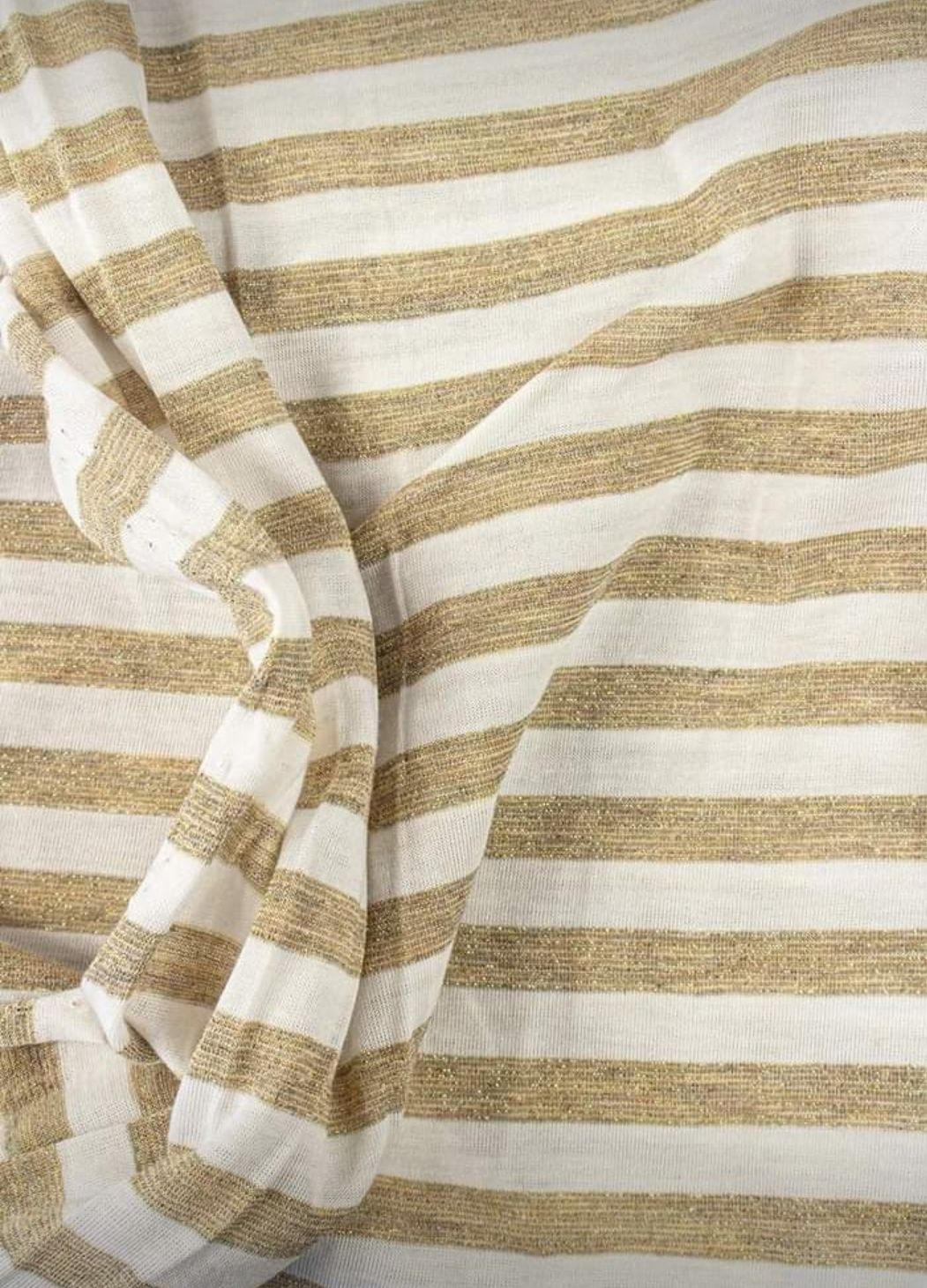 Randig Guld och Vitt, Glittrig Single Jersey Viscose OUTLET