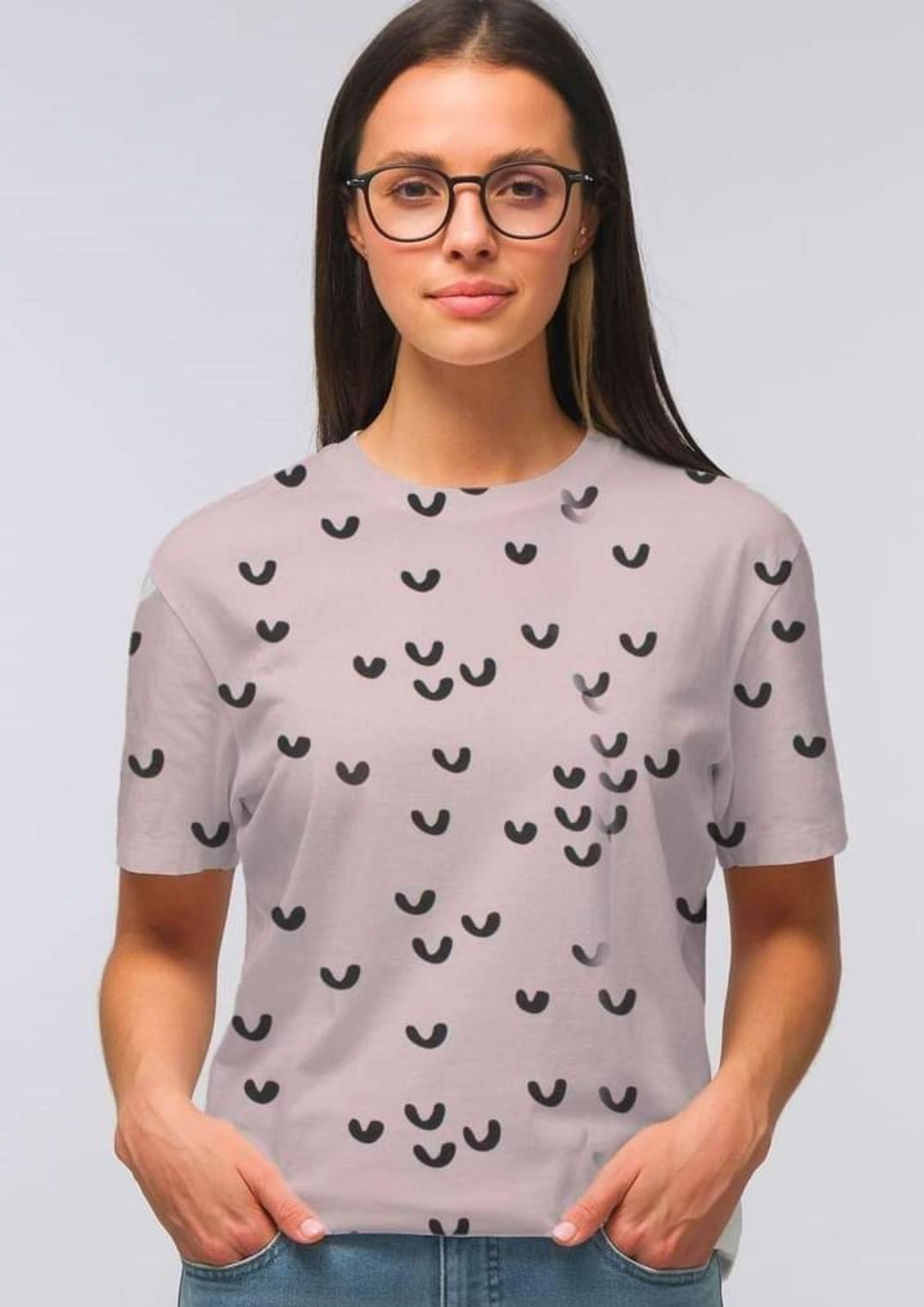 Svarta Bågar på Rosa Single Jersey  OUTLET 35cm