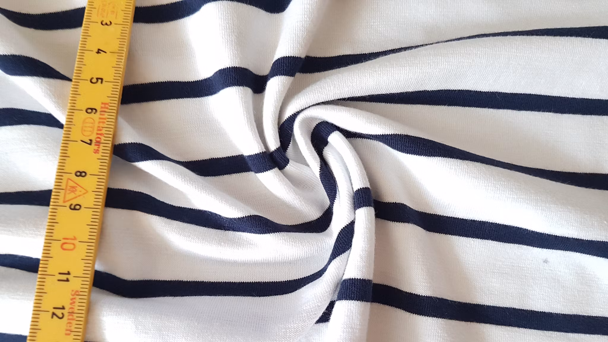 Ränder Vita och Blåa OEKO  Single Jersey  OUTLET