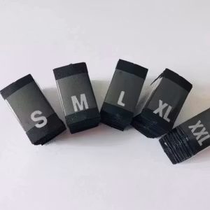 Storlekslappar Svarta S M L XL XXL
