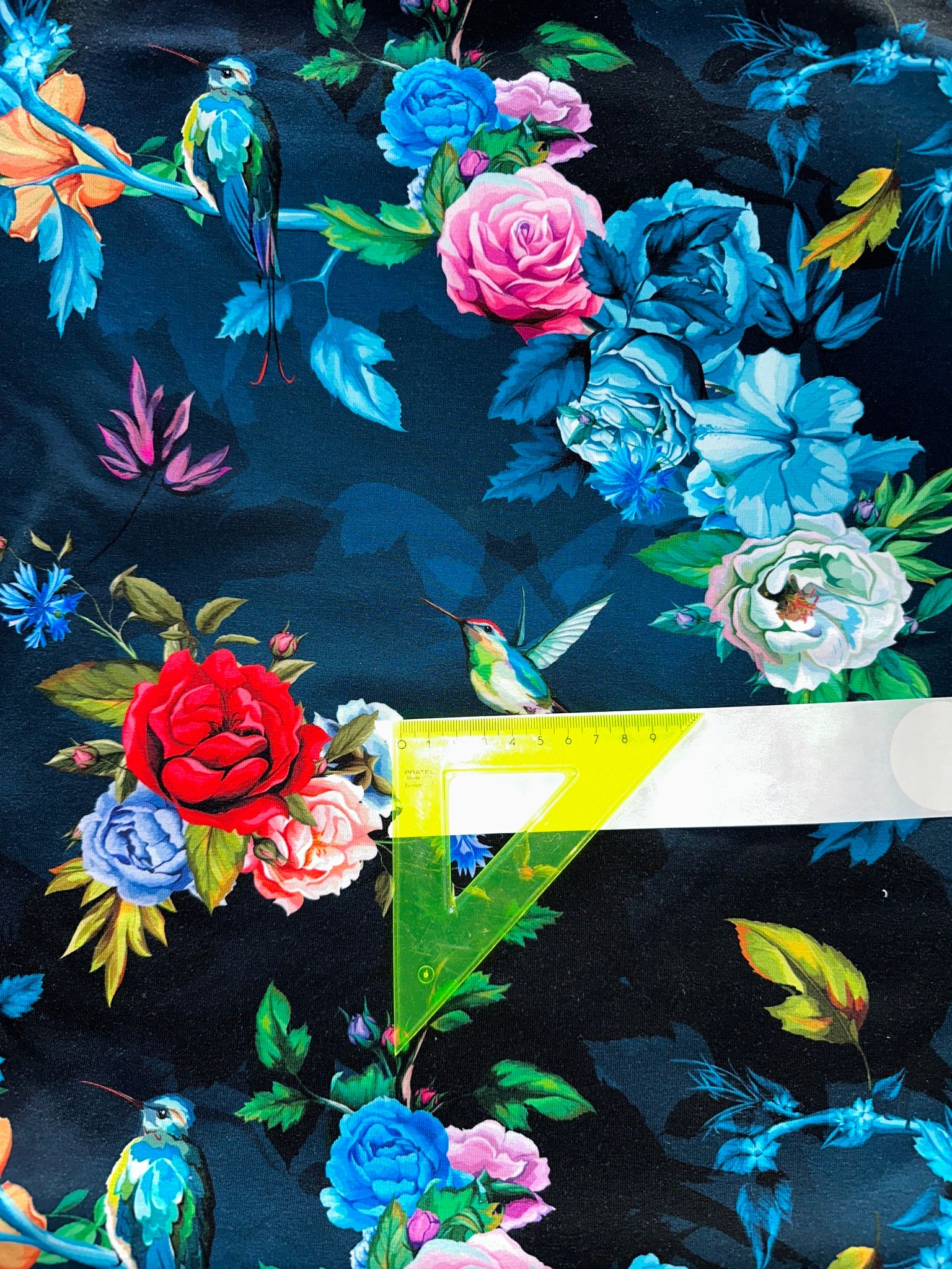 Fågel rosor och blommor Single Jersey 90cm