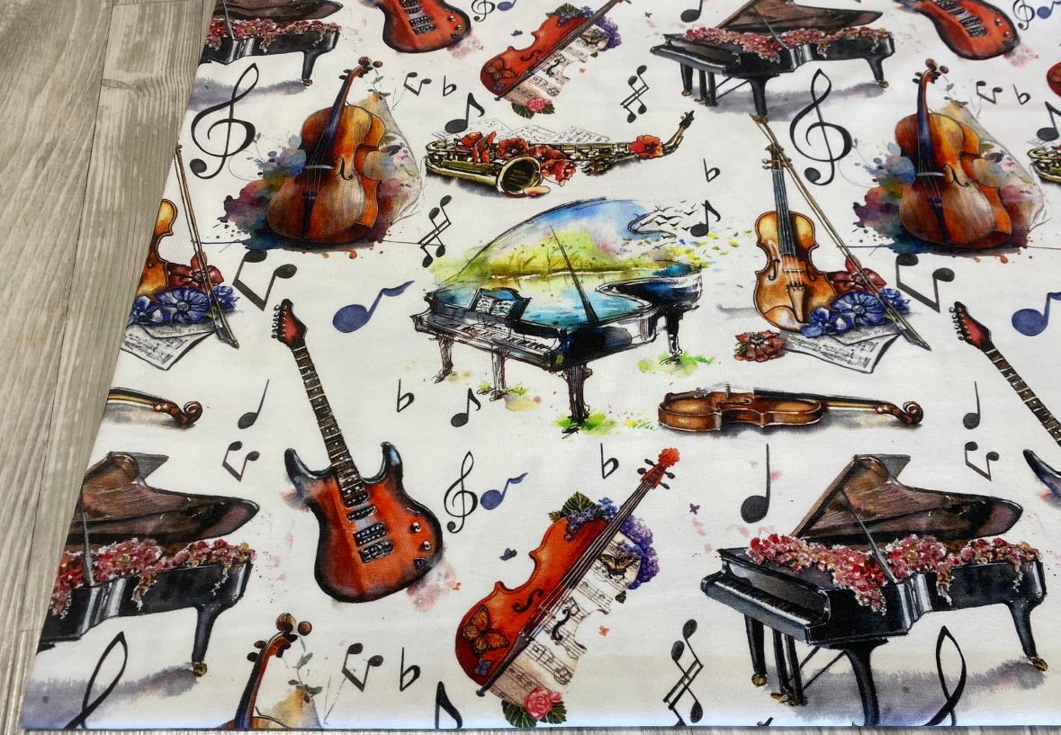 Tyg tyger trikå singel Jersey gitarr piano